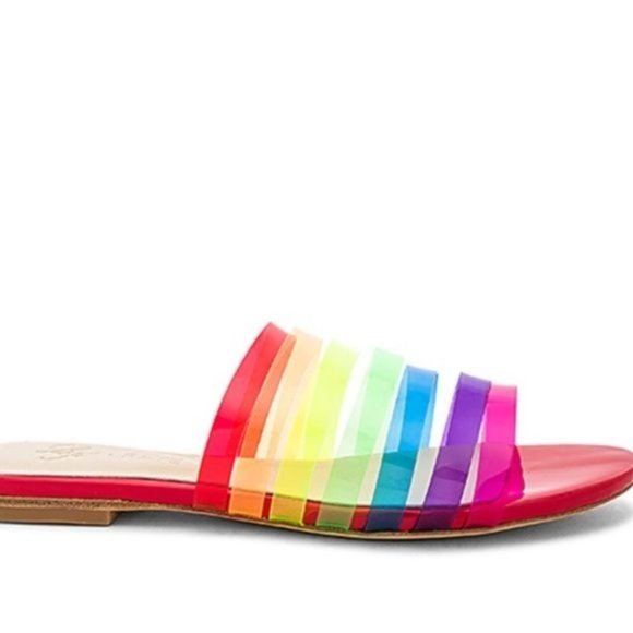 Lovers & Friends Raye Red Rainbow Slide Sandals 5.5 - Picture 2 of 8